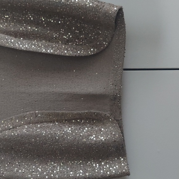 Oscar de la Renta Sequined Cropped Open Cardigan Bolero Size Medium Tan Gold - Picture 4 of 16